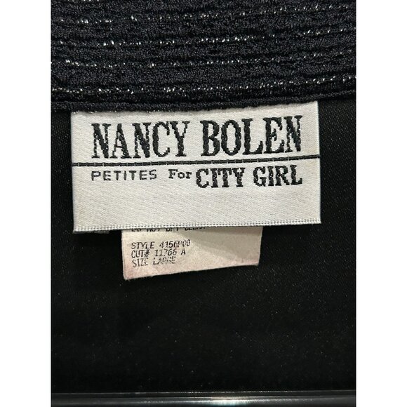 Vintage Nancy Bolen Black Rhinestone Zip Up Jacket Shimmering Trim Sz Large - Picture 6 of 9